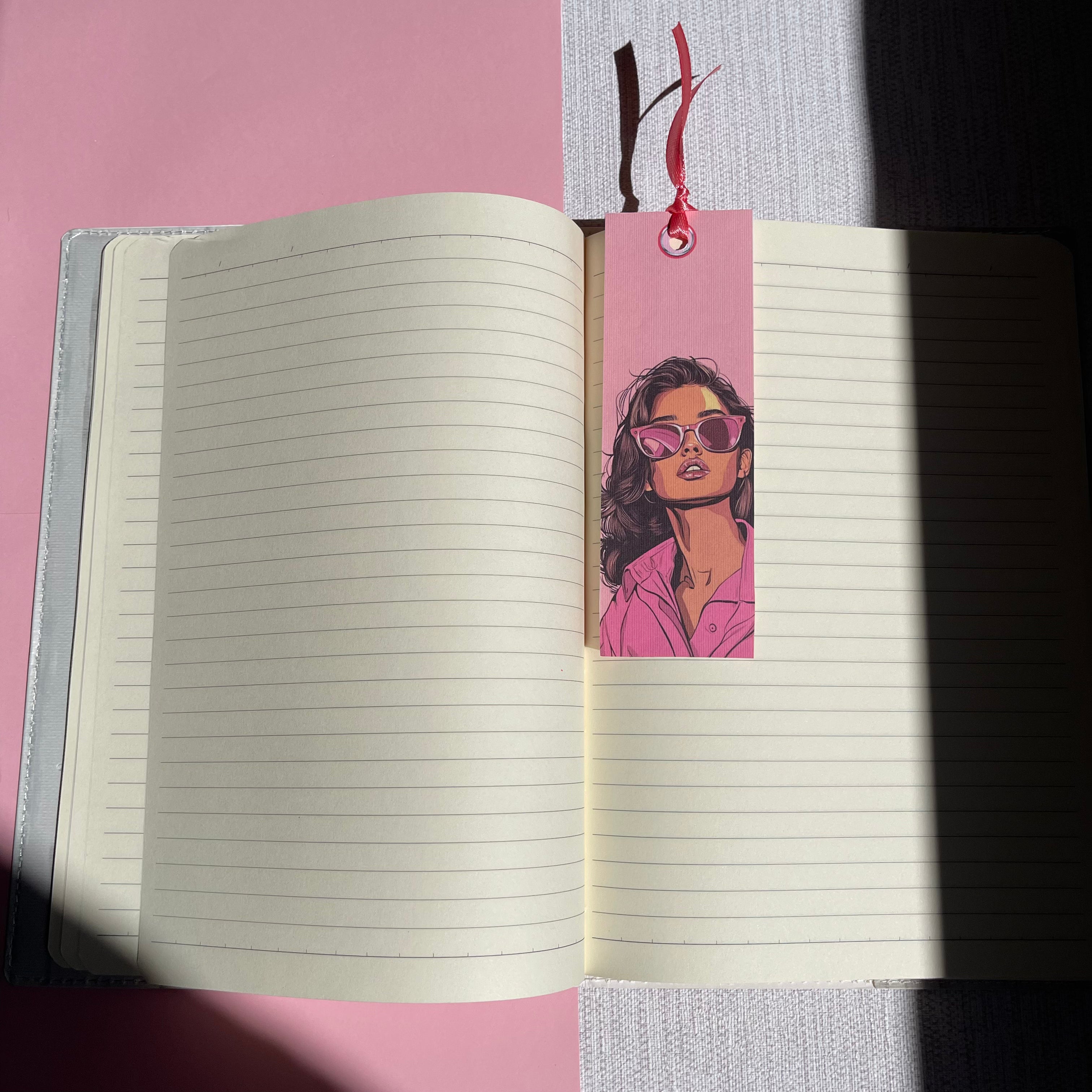 Lady In Pink Notebook and Bookmark