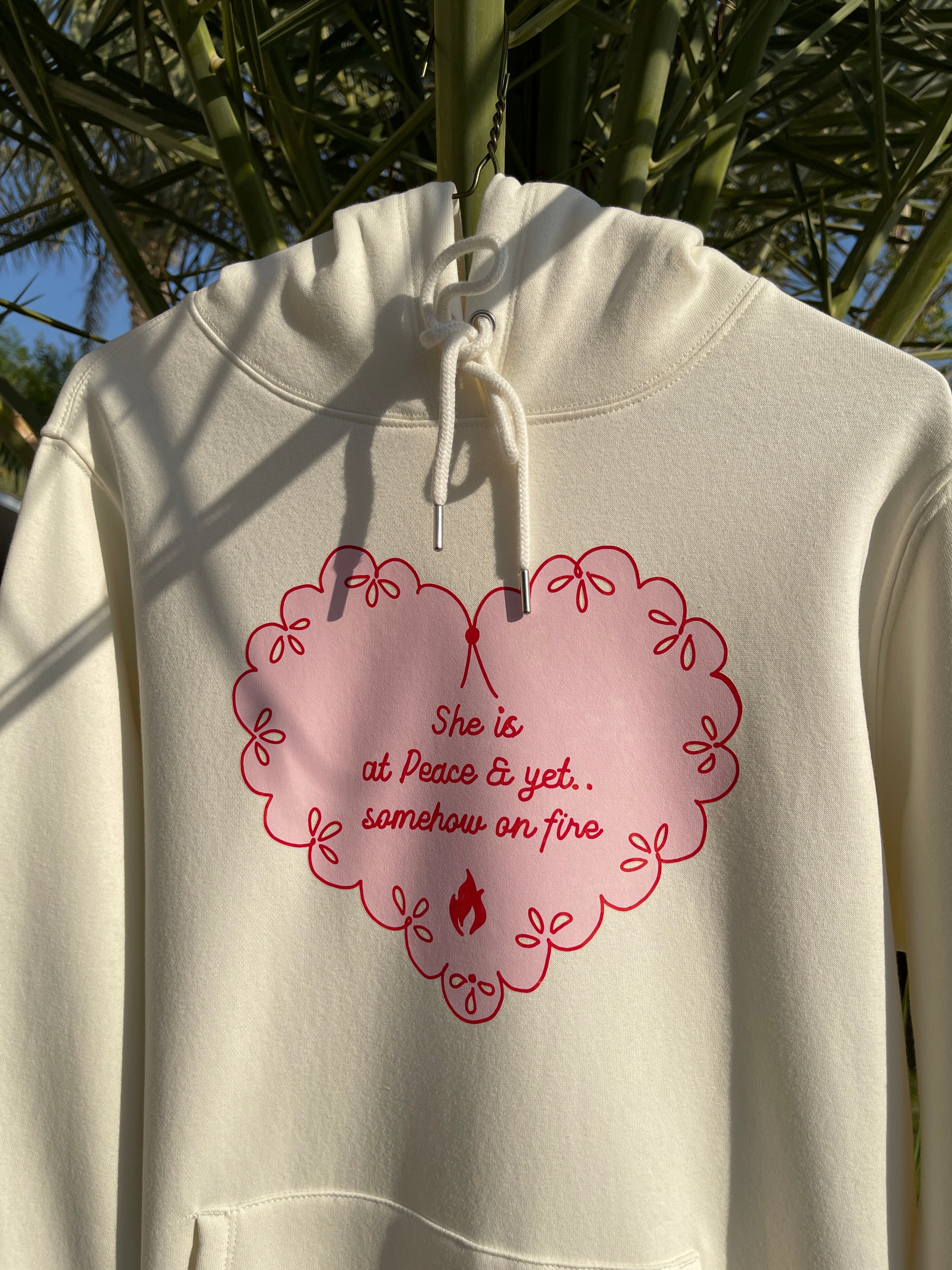 Pink Heart on Fire Hoodie