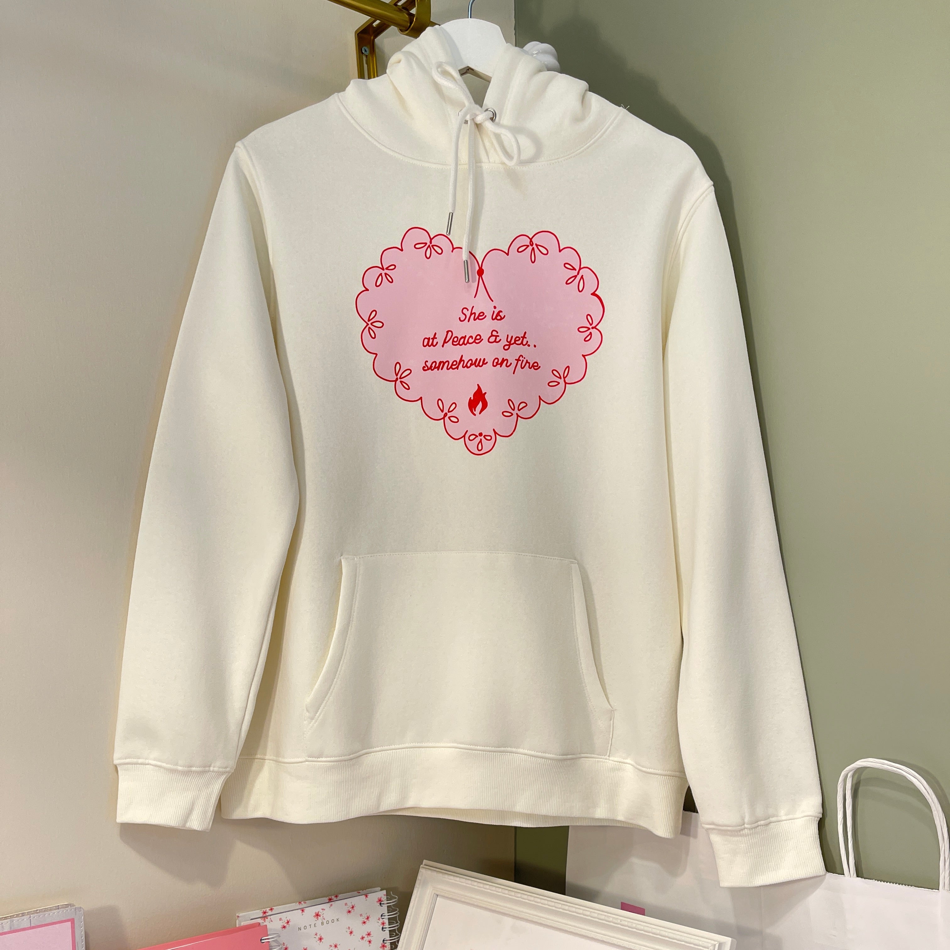 Pink Heart on Fire Hoodie
