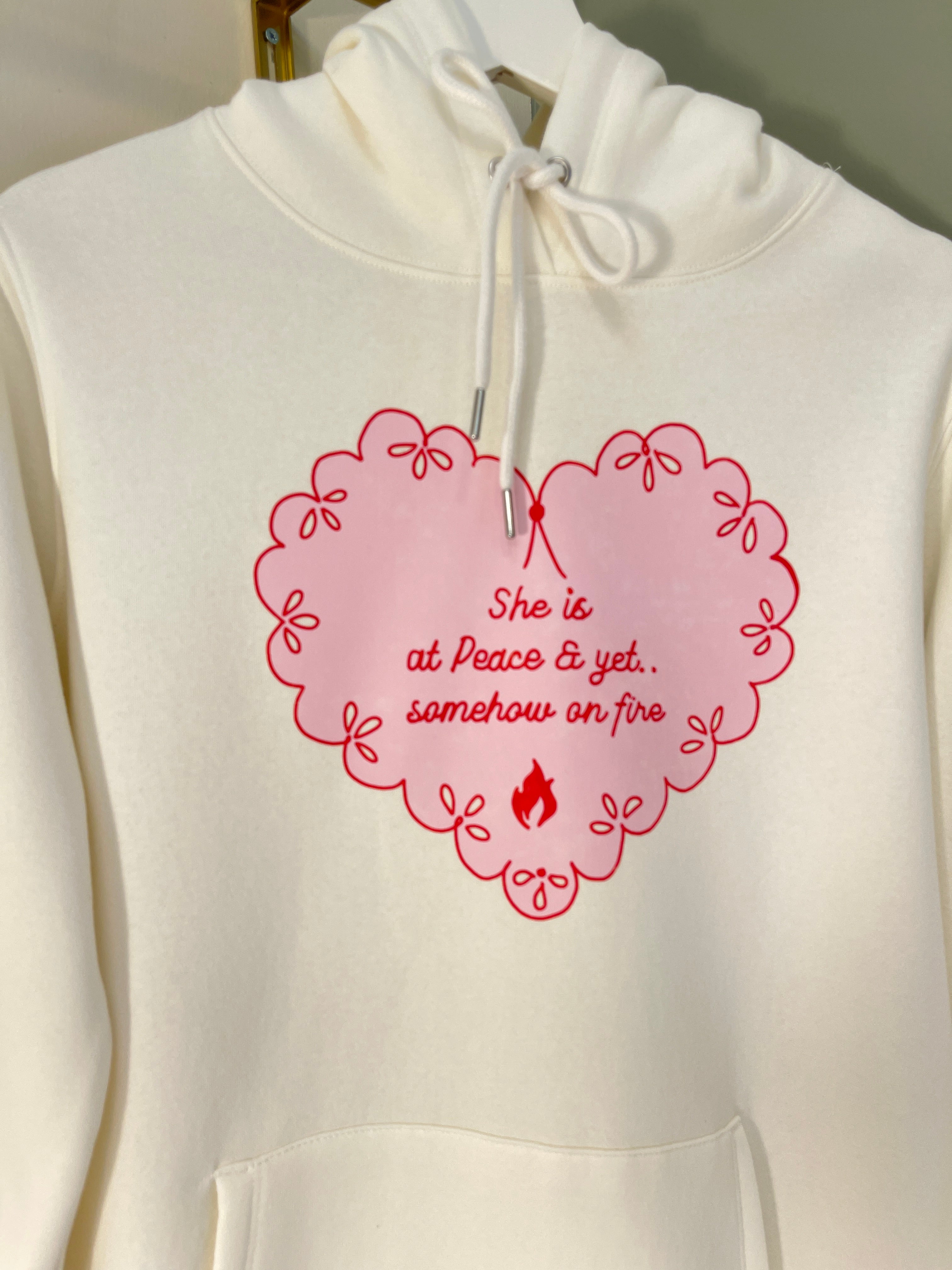 Pink Heart on Fire Hoodie