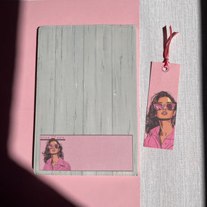 Lady In Pink Notebook and Bookmark