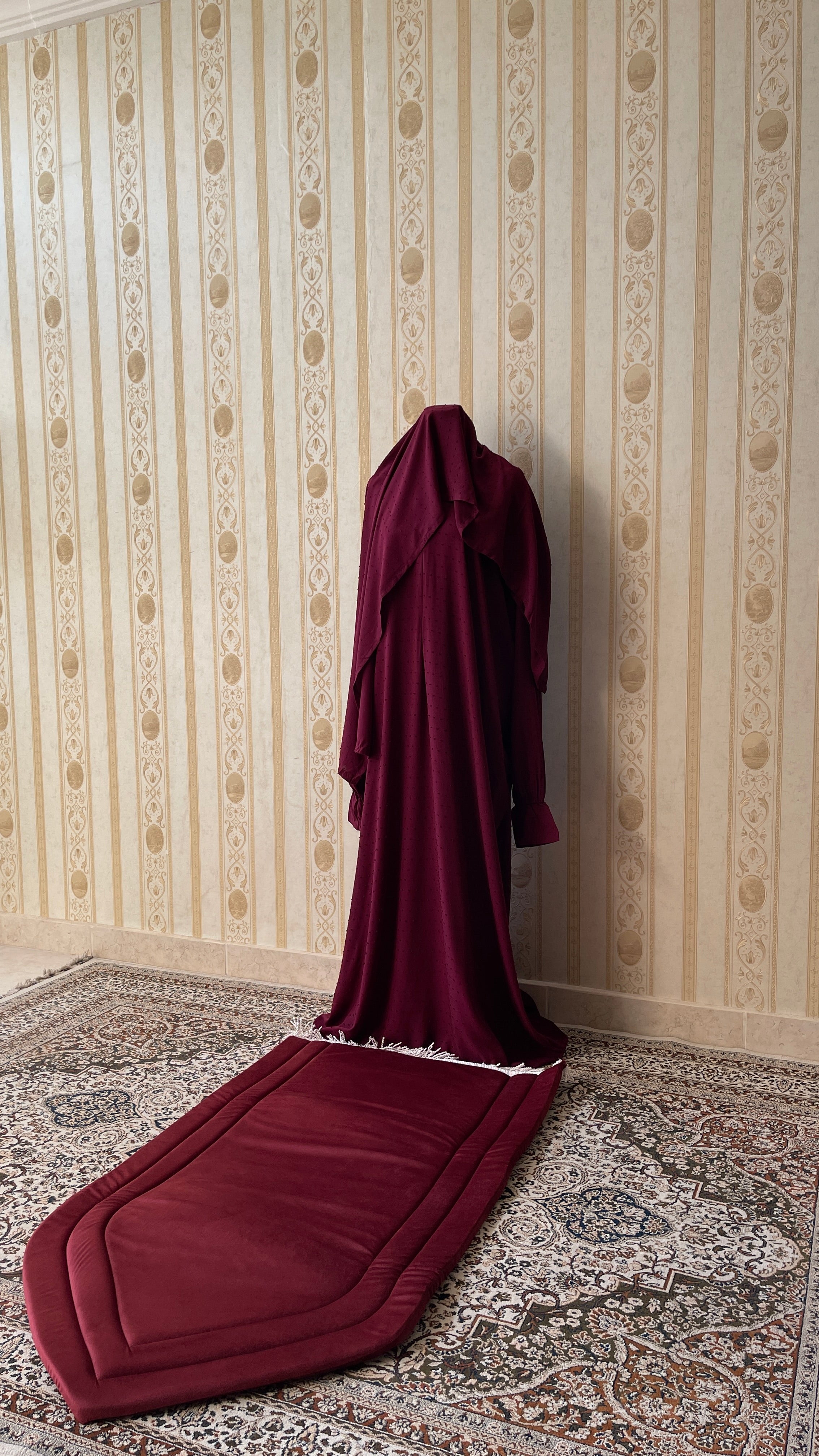 Burgundy Sajada and Jlali Dotted