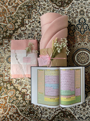 Big Package: Pink Dotted (jilal and sijjada + misbah + tafseer with qur'an)