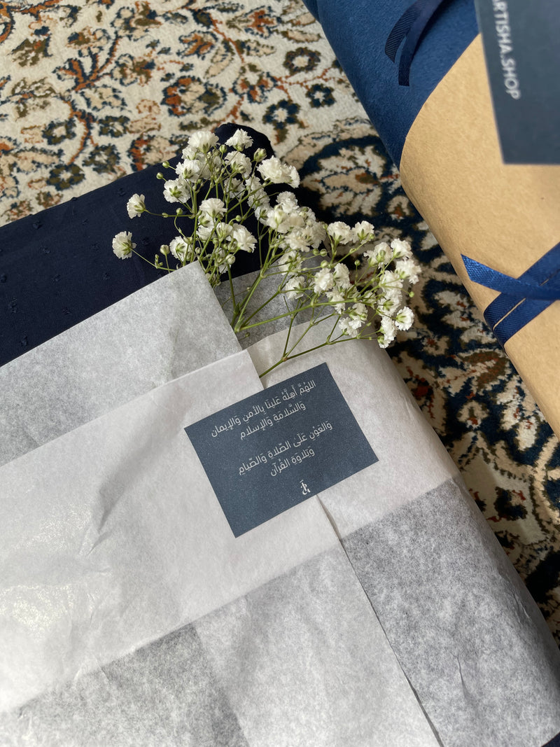 Big Package: Navy Blue Dotted (jilal and sijjada + misbah + tafseer with qur'an)
