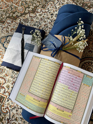 Big Package: Navy Blue Dotted (jilal and sijjada + misbah + tafseer with qur'an)