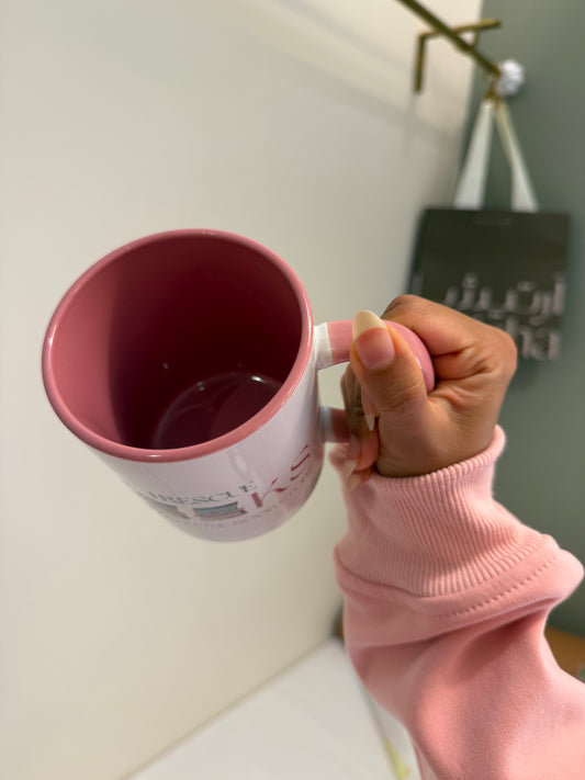 I Rescue books pink mug
