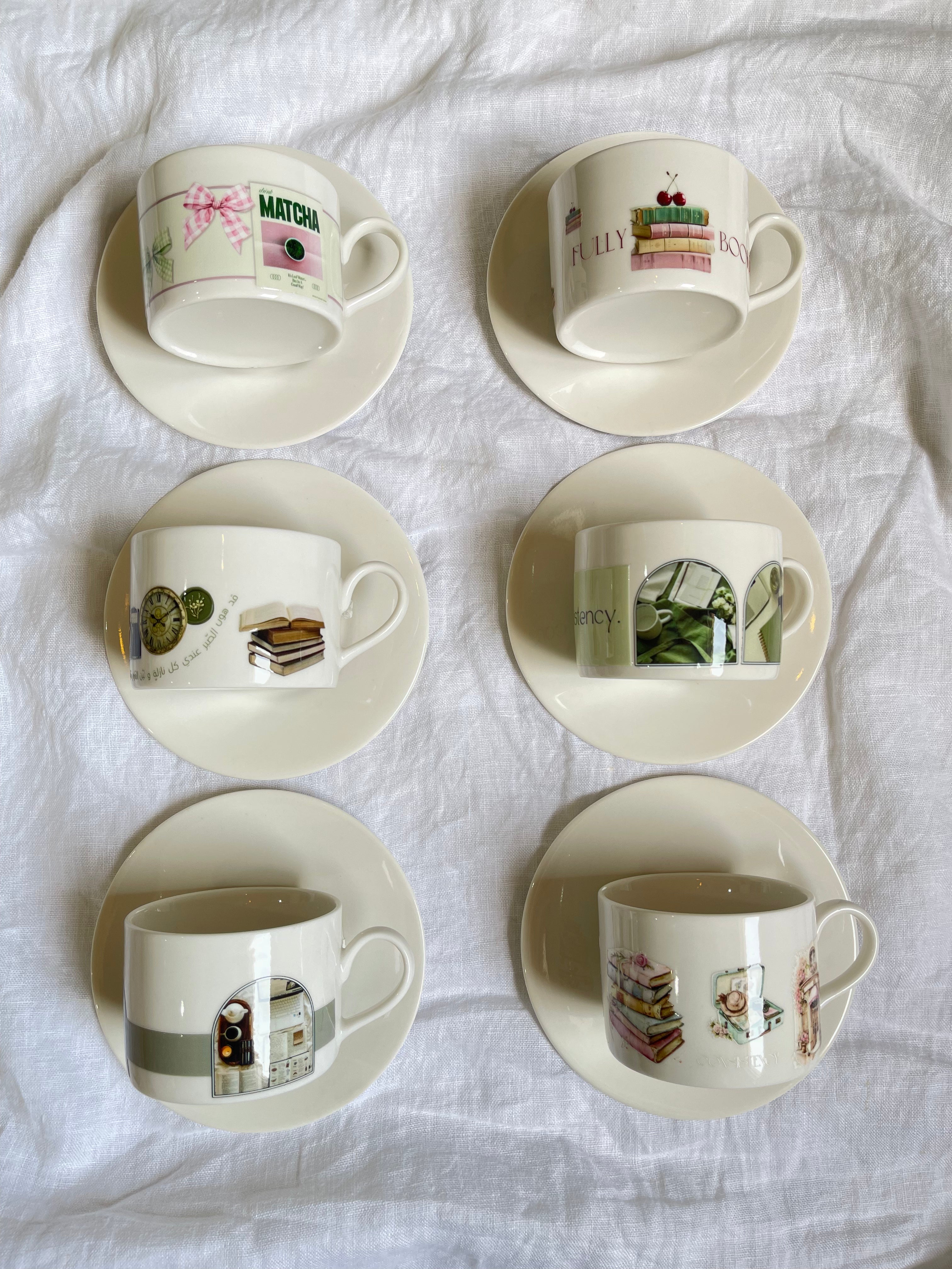 Small Mug with plate كوب وصحن