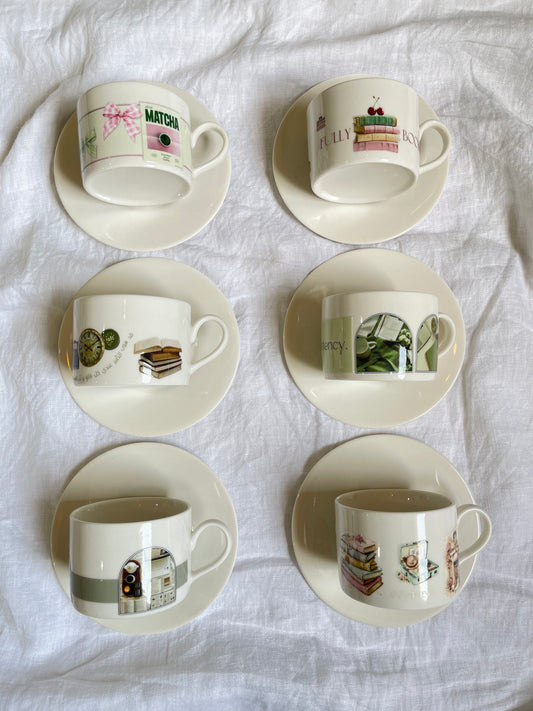 Small Mug with plate كوب وصحن