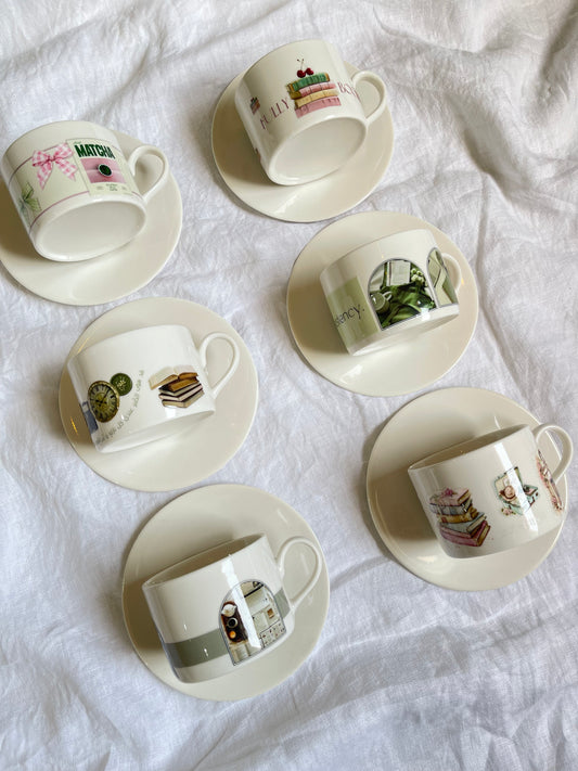 Small Mug with plate كوب وصحن