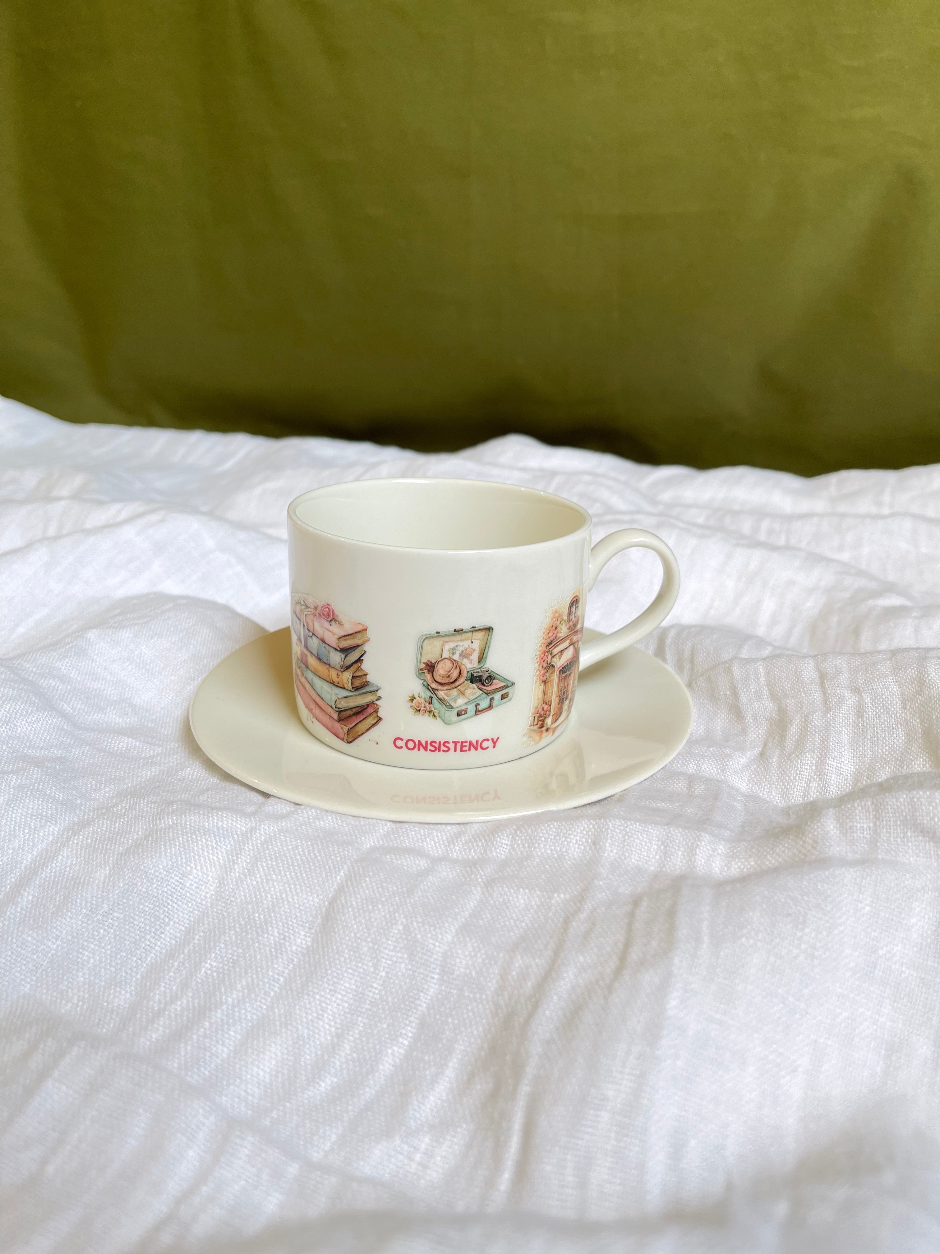 Small Mug with plate كوب وصحن