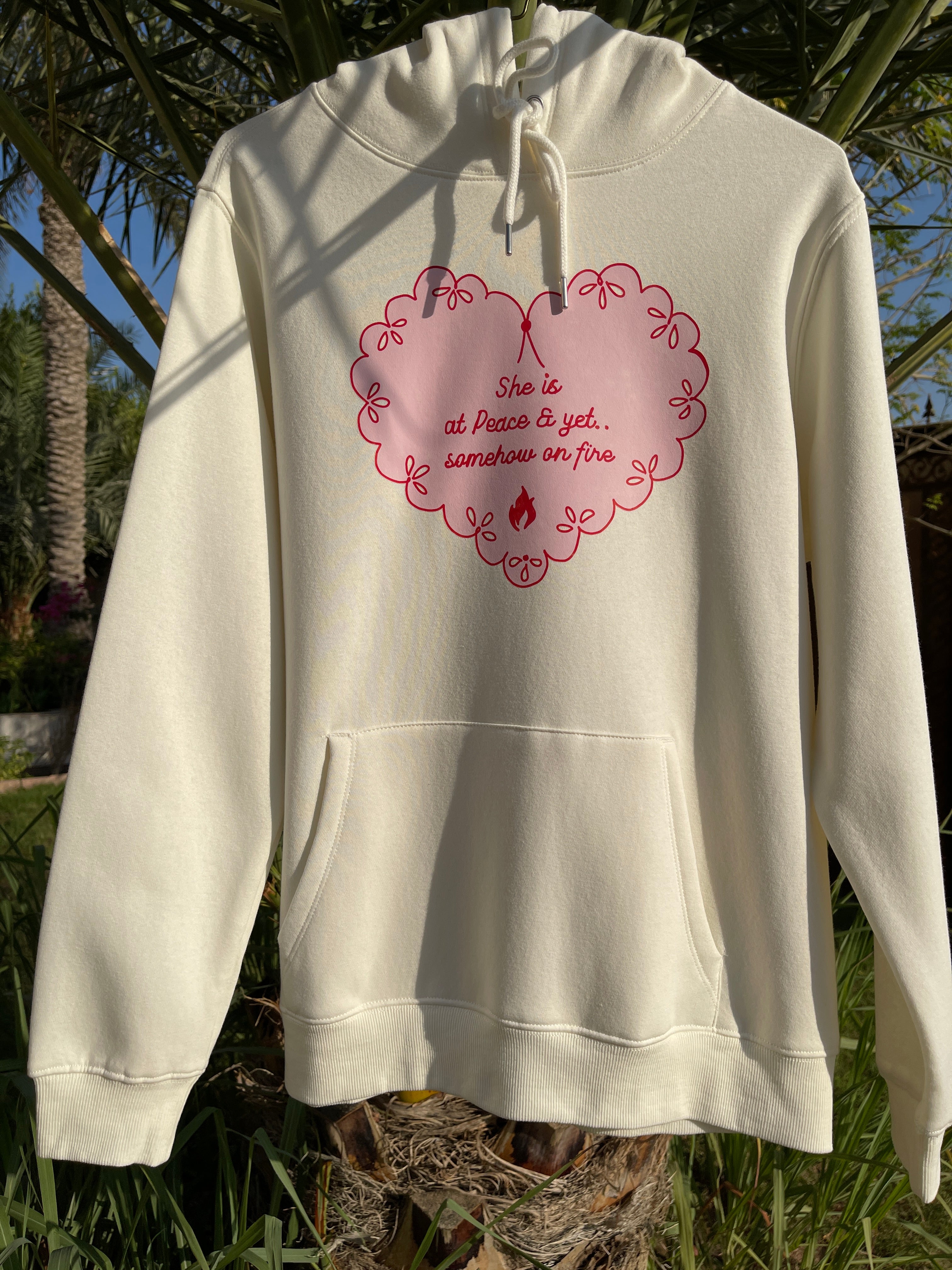 Pink Heart on Fire Hoodie