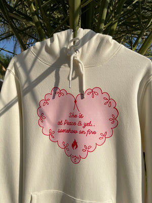 Pink Heart on Fire Hoodie