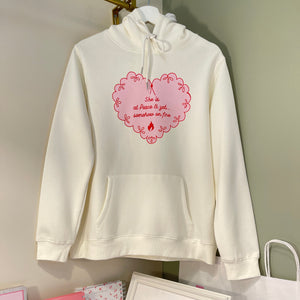 Pink Heart on Fire Hoodie