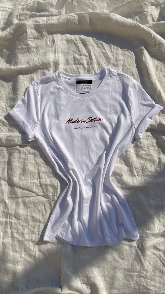 Made in Qatar Maroon Print