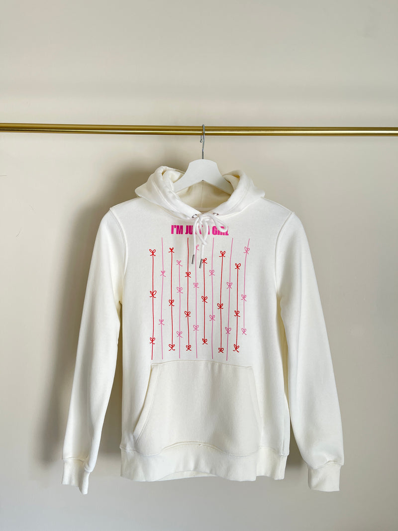 I'm just a girl with ribbon beige hoodie