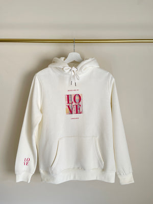 Books are my love language beige hoodie