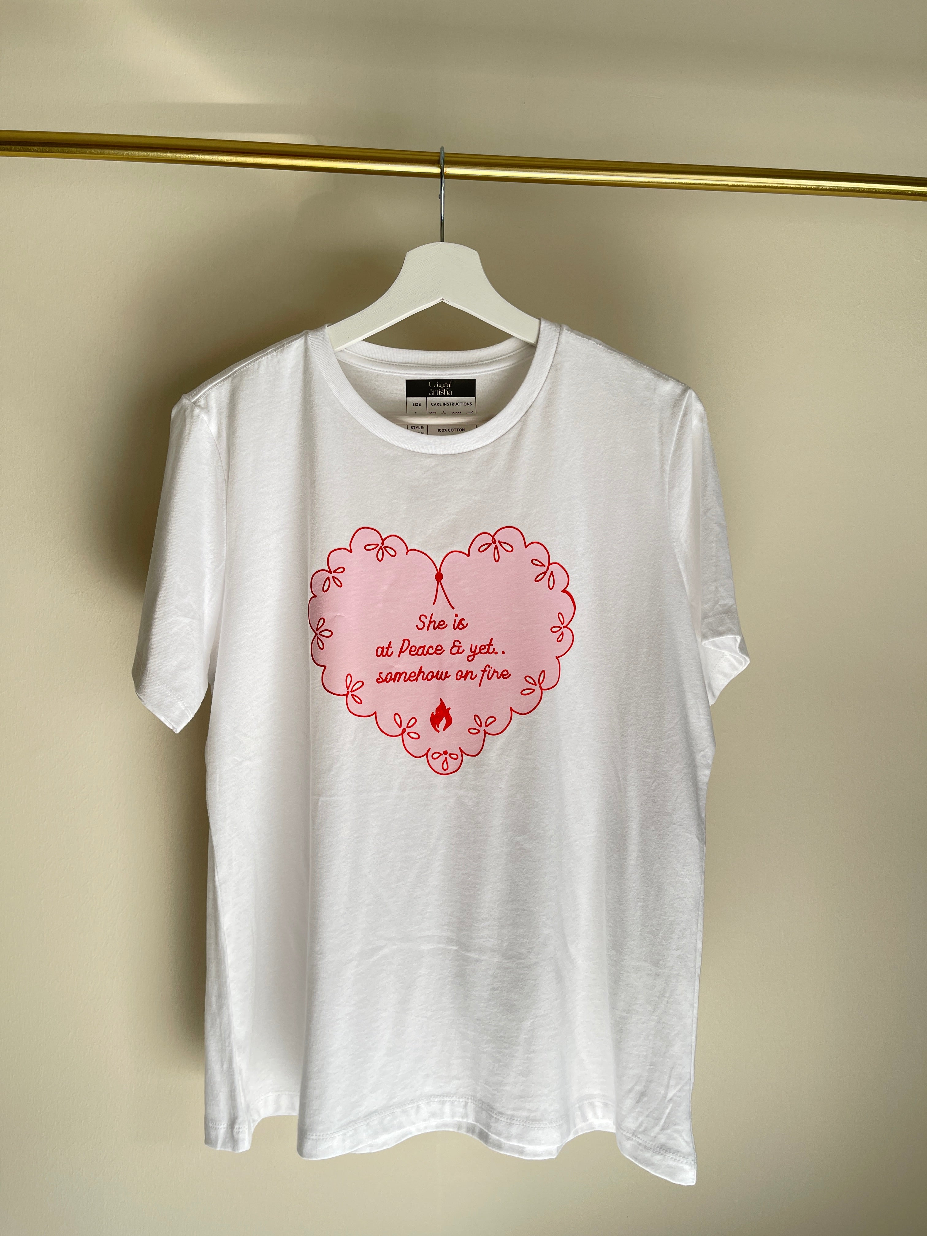 She is at peace and yet somehow in fire