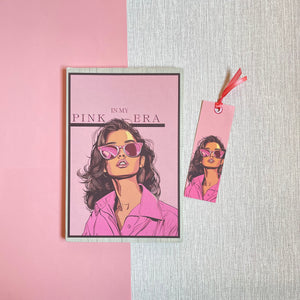 Lady In Pink Notebook and Bookmark
